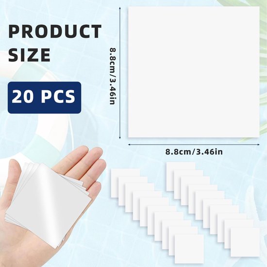 TPU Reparatieset - Plakset Waterdichte Patches - Snelle Reparatie - Zelfklevend Materiaal - 8.8 x 8.8 cm - Transparant — afbeelding 3