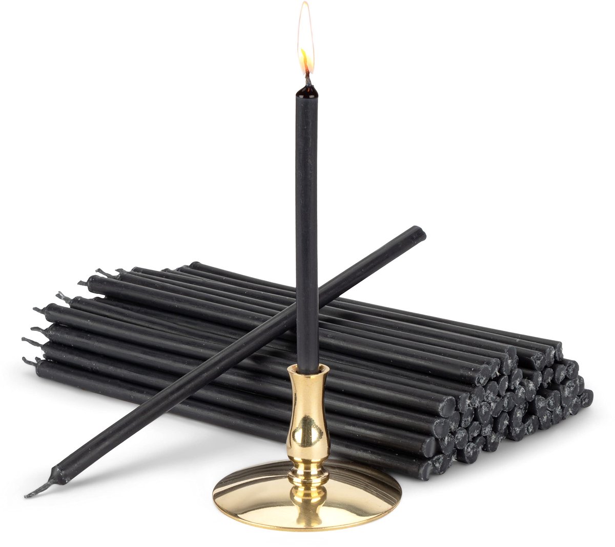 Omgoods - Kaarsenhouder met Zwarte Bar Kaarsen 16 cm