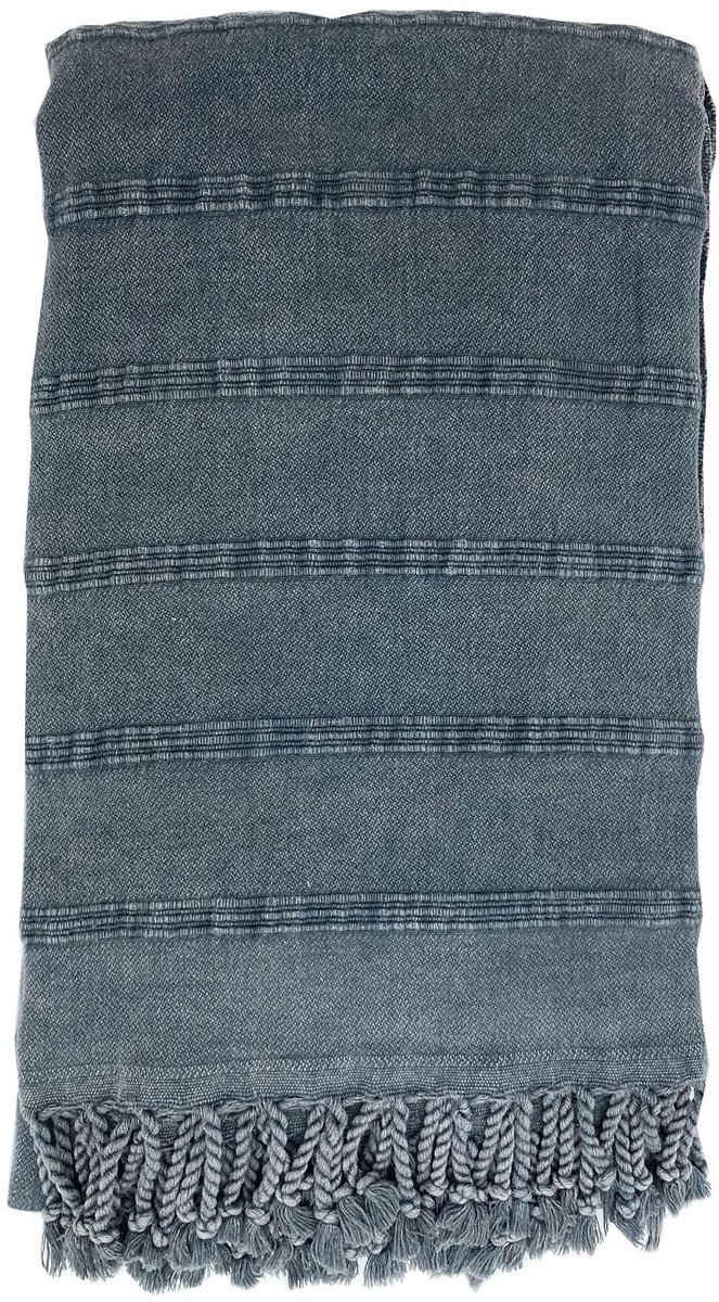 Omgoods - Pestemal Hammam Handdoek XXL - 100% Katoen 90x170 cm Anthraciet