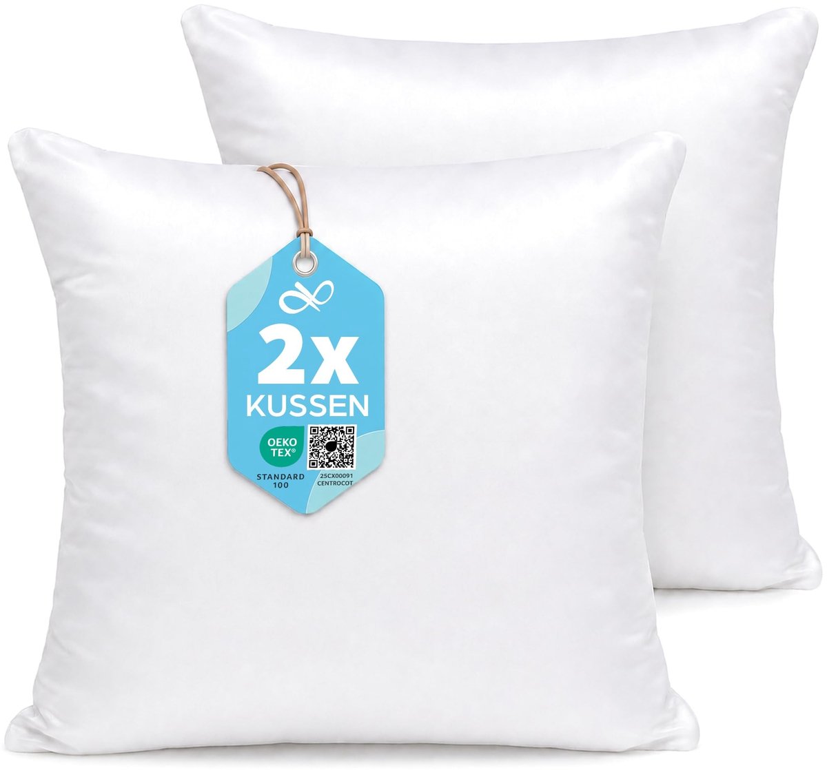 Omgoods - Set van 2 Hypoallergene Kussens 40 x 40 cm met Katoenen en Polyester Hoezen