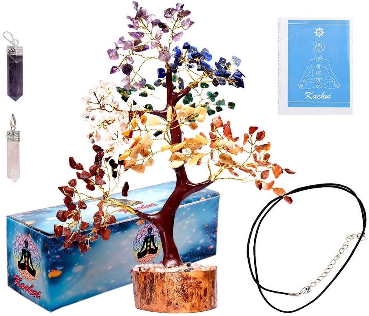 Omgoods - Boom van leven met 7 chakra kristallen en edelstenen