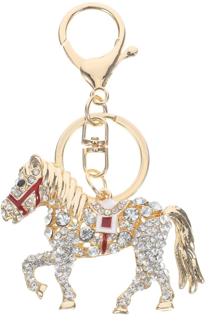 Omgoods- Sleutelhanger Paard - Creatief Ontwerp - Bling Bling - Lichtgewicht - 5,6 x 4,7 x 3 cm - Perfect Cadeau voor Paardenliefhebbers