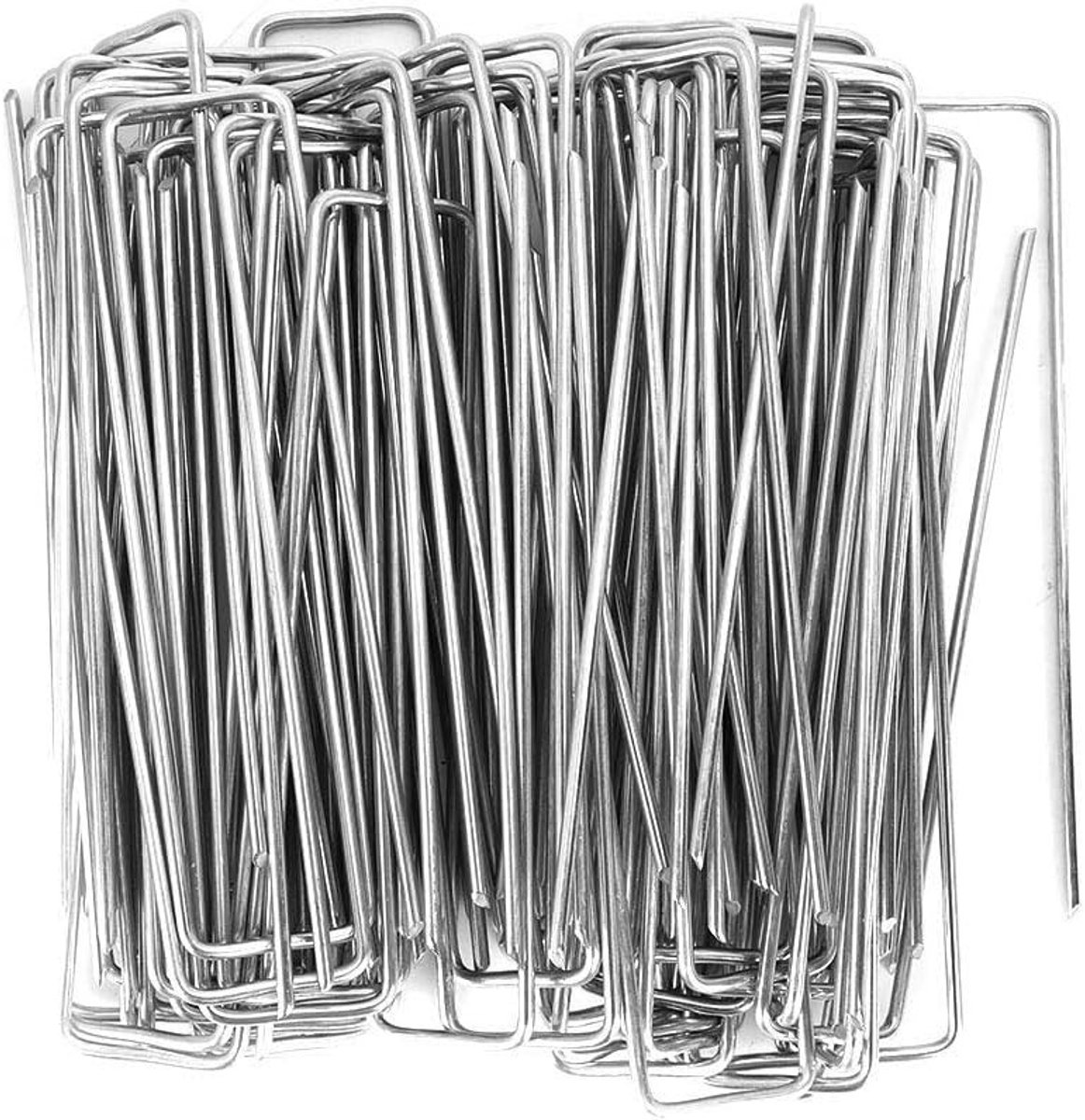 Omgoods- Grondankers U-vormig Roestvrij Staal - 100 Stuks - 15,2 x 3,5 cm - Antiroest - Gemakkelijke Penetratie - Voor Tuin en Kunstgras Fixatie - Tuinankers