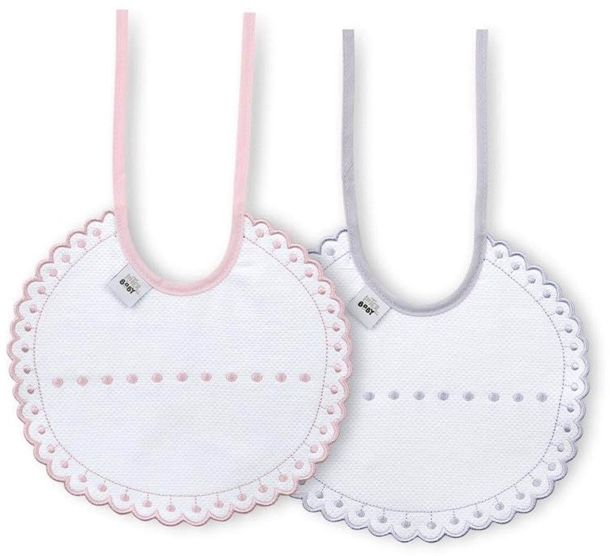 Omgoods - Set van 2 Ronde Slabbetjes in Roze en Grijs