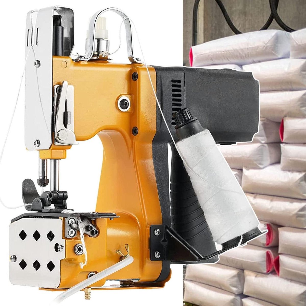 Industriële Naaimachine - Bag Closer Sluitmachine - Zakken Sluiten - Automatische Draadknipper - 210W - Grijs
