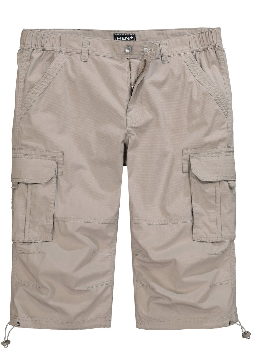 Men Plus - Heren - 3/4-cargobroek ripstop gedeeltelijk elastische tailleband - Zand - Maat 56