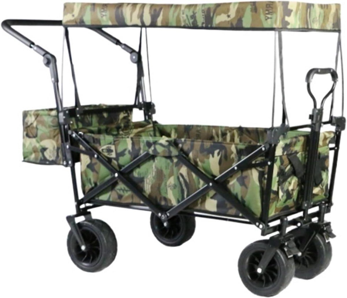 Bolderkar Opvouwbaar - Transportwagen Trolley - Buitenactiviteiten - Afneembare Luifel - 100 x 47 cm - Groen