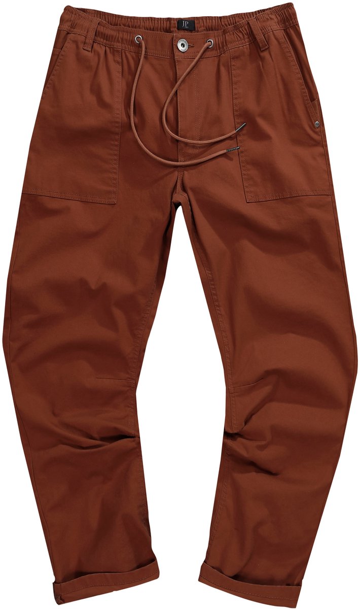 JP 1880 - Heren - Instapbroek FLEXNAMIC® keperstof moderne pasvorm grote zakken - Roestoranje - Maat 8XL