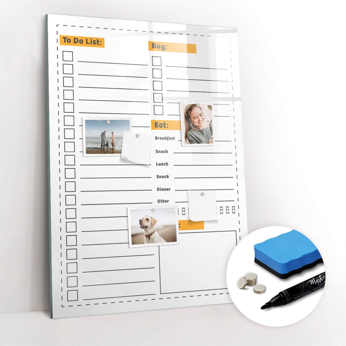 Tulup Whitebord - Algemene takenlijst - 70 x 100 cm - Wit Magnetisch Bord - Gratis 5 Sterke Magneten + Whiteboard Marker & Wisser - Design Memobord - Magneetbord Muur - Ideeënbord Thuiswerkplek