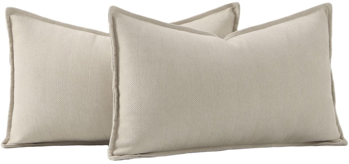 Omgoods - Set van 2 Kussenhoezen 30x50cm van Chenille in Beige