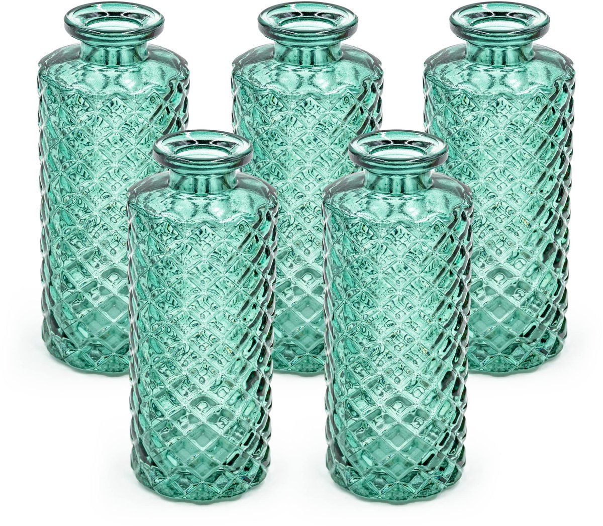 Omgoods - Set van 5 Kleine Glazen Vazen voor Tafeldecoratie