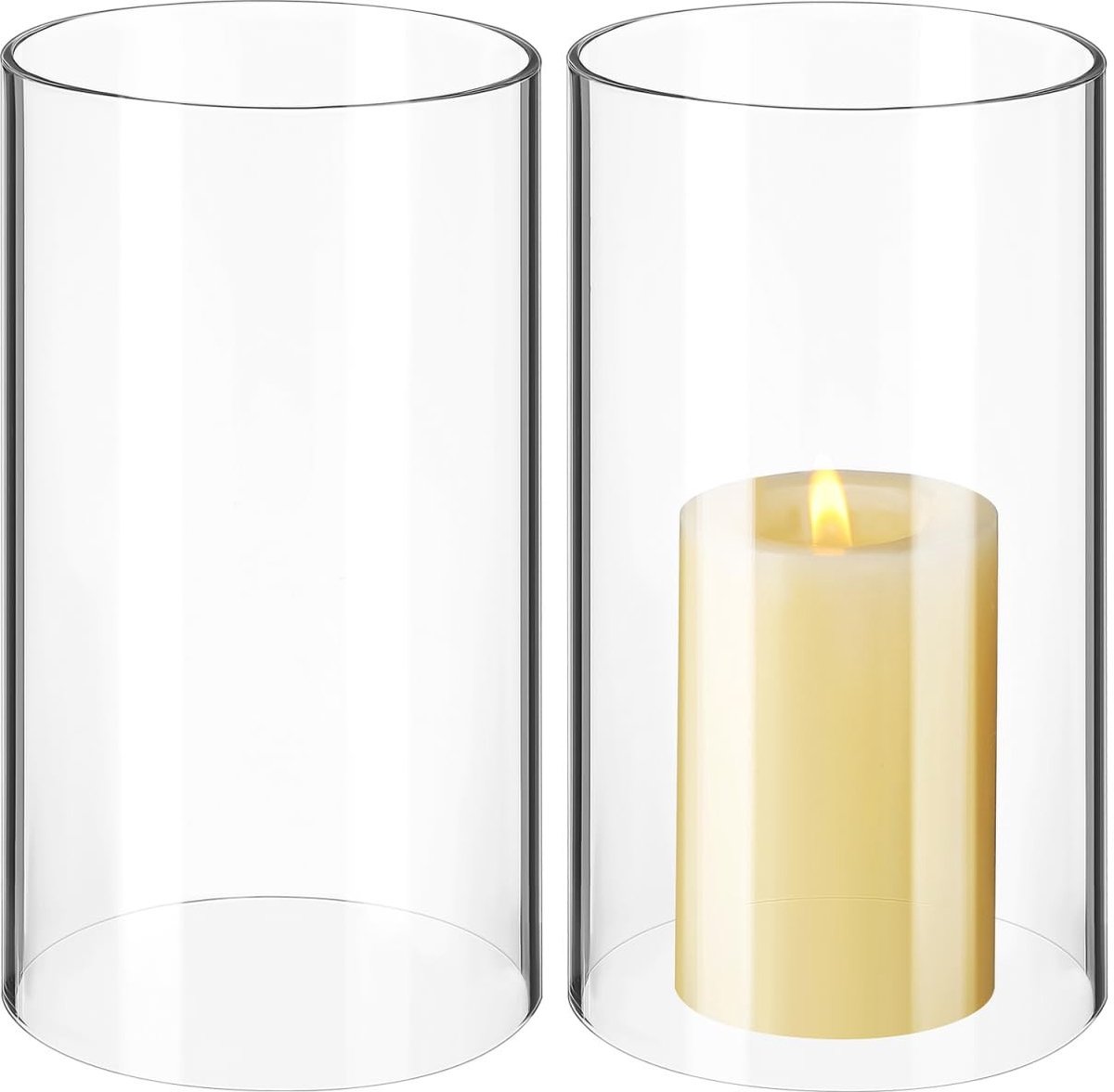 Omgoods - Set van 2 Duidelijke Glazen Kaarsenhouders voor Hu decoration