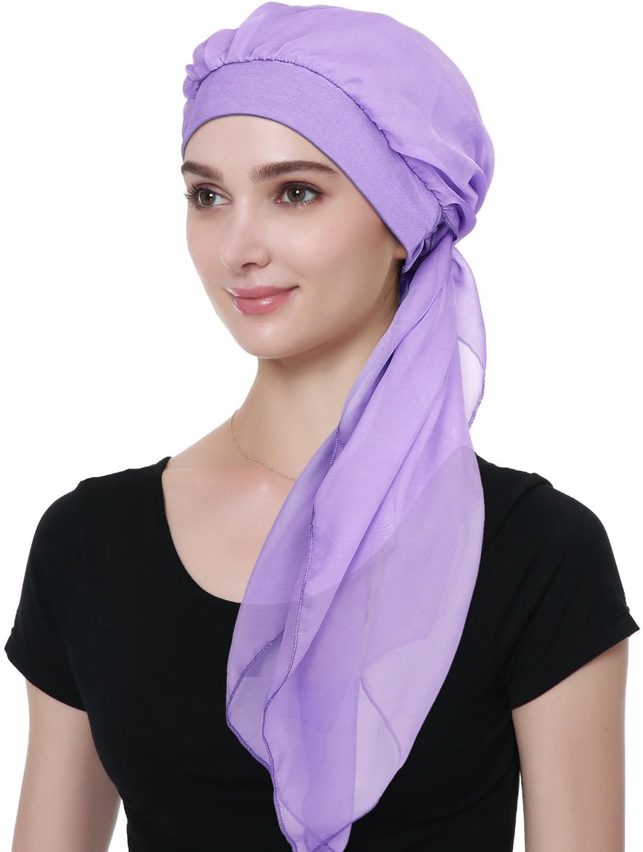 Omgoods - Lange Chiffon Sjaal voor Vrouwen, Chemo Hoed