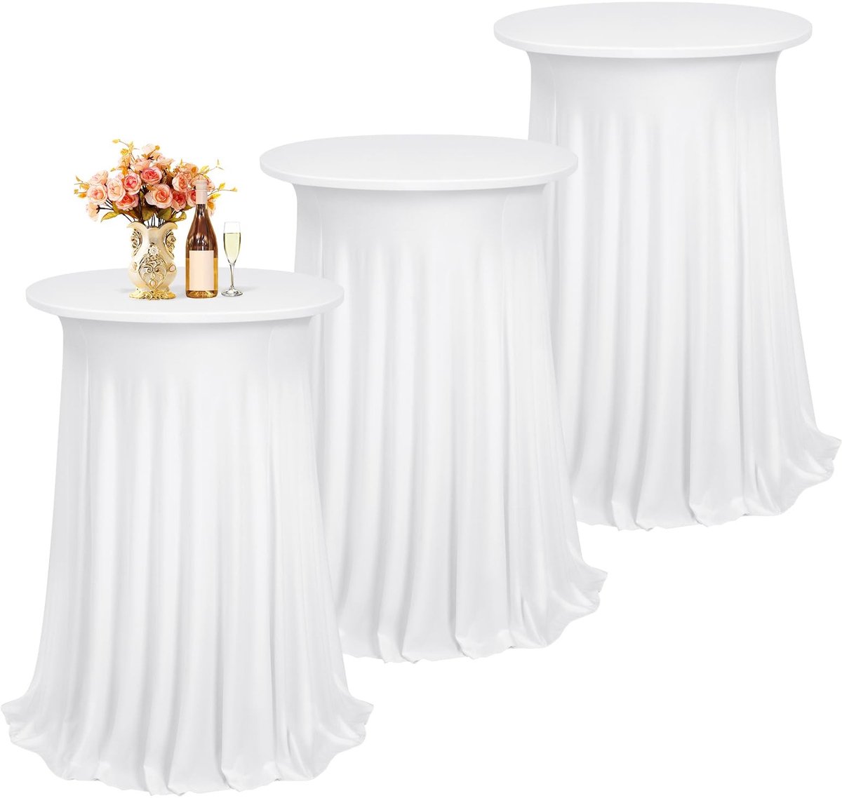 Omgoods - Set van 3 Bistro Tafelcovers van Stretchmateriaal voor Tafel van 80-85cm