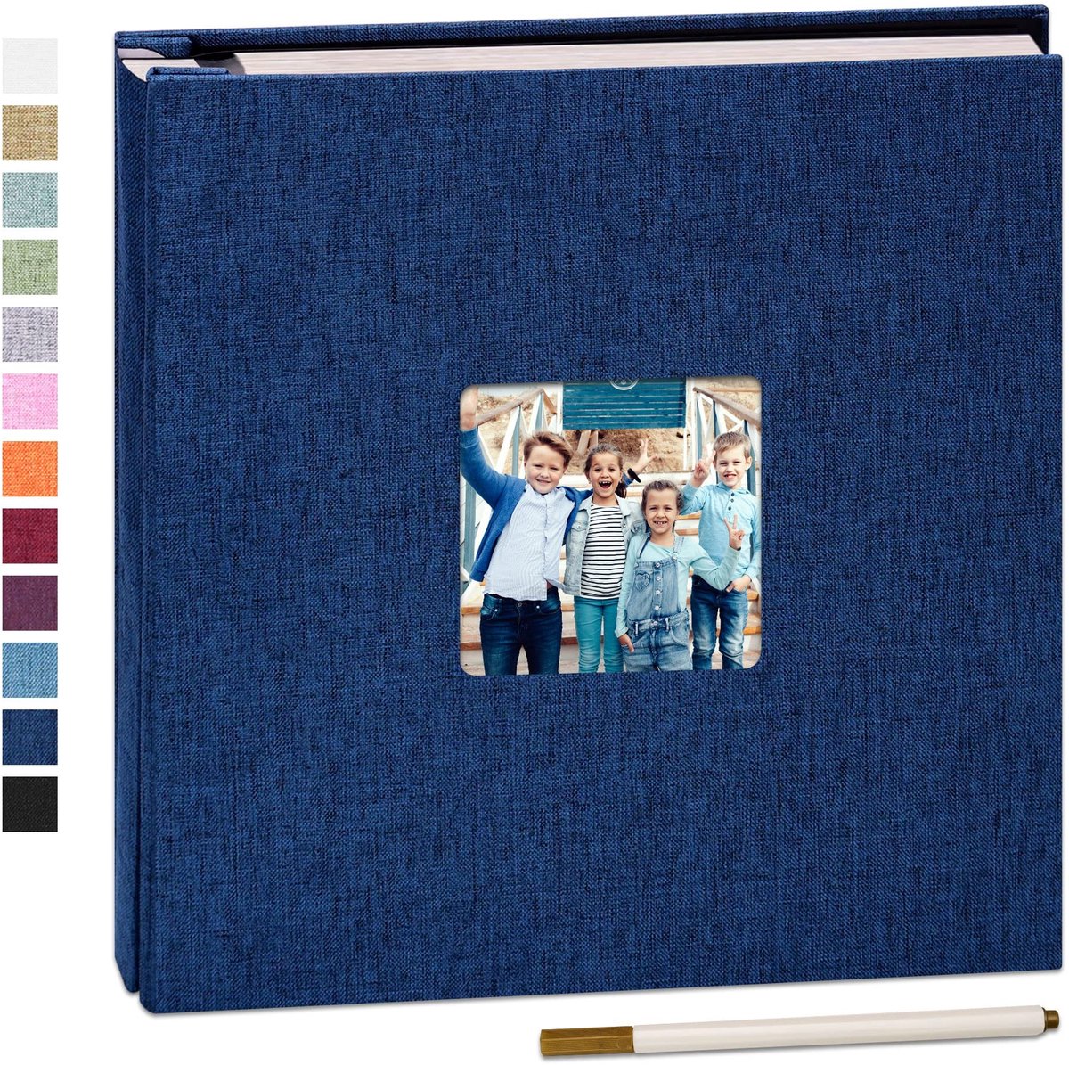 Omgoods - Zelfklevend Fotoalbum 33 x 32 cm met 120 Pagina's in Linnen