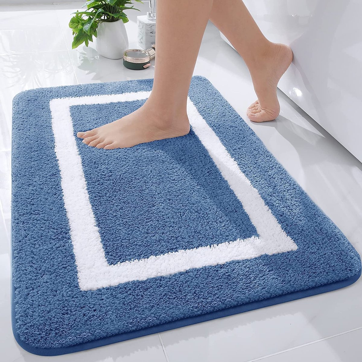 Omgoods - Antislip Badmat - Zacht Microfiber - 40 x 60 cm - Blauw