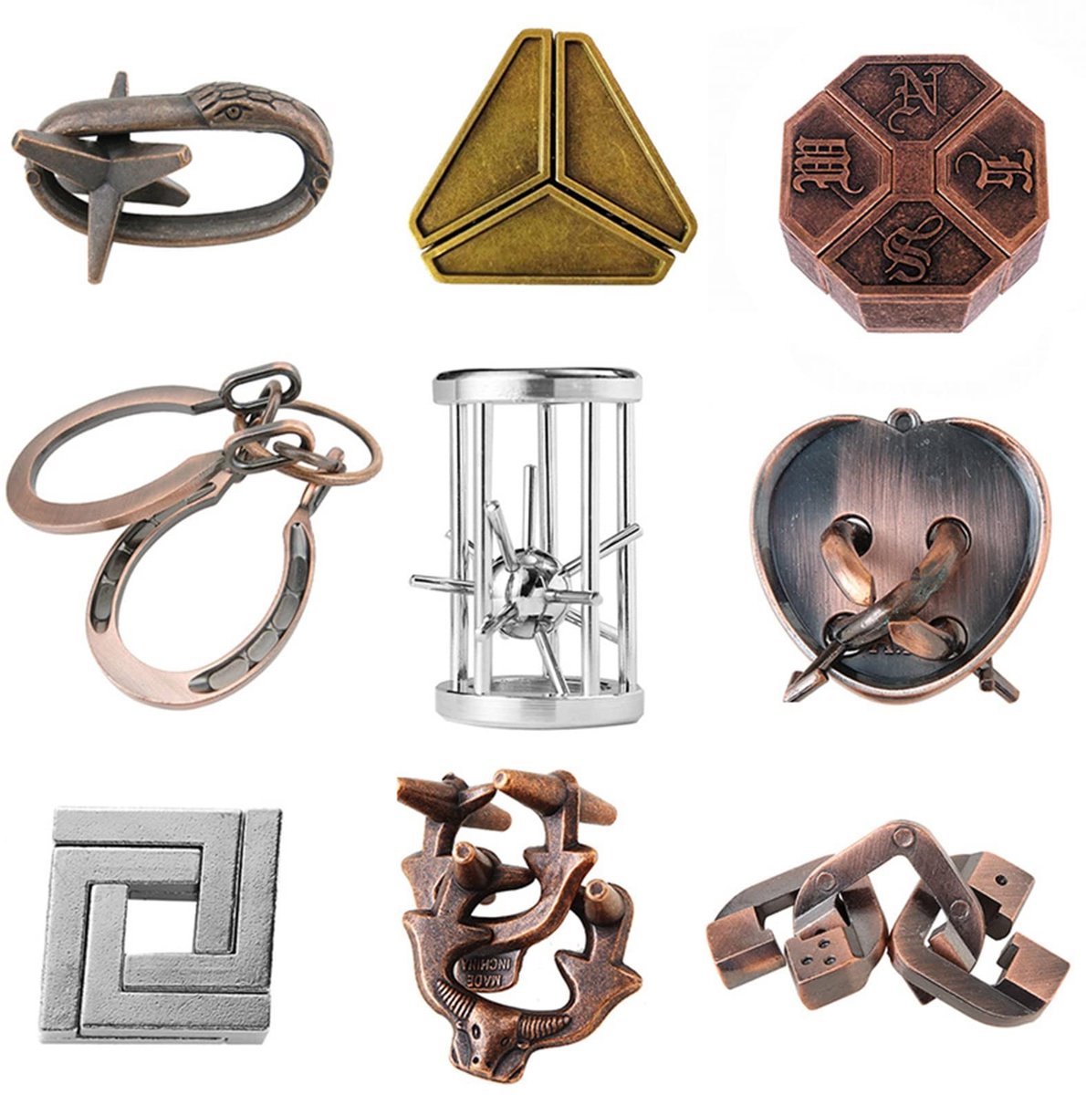 Omgoods - Set van 9 IQ Test Puzzels voor Breintraining