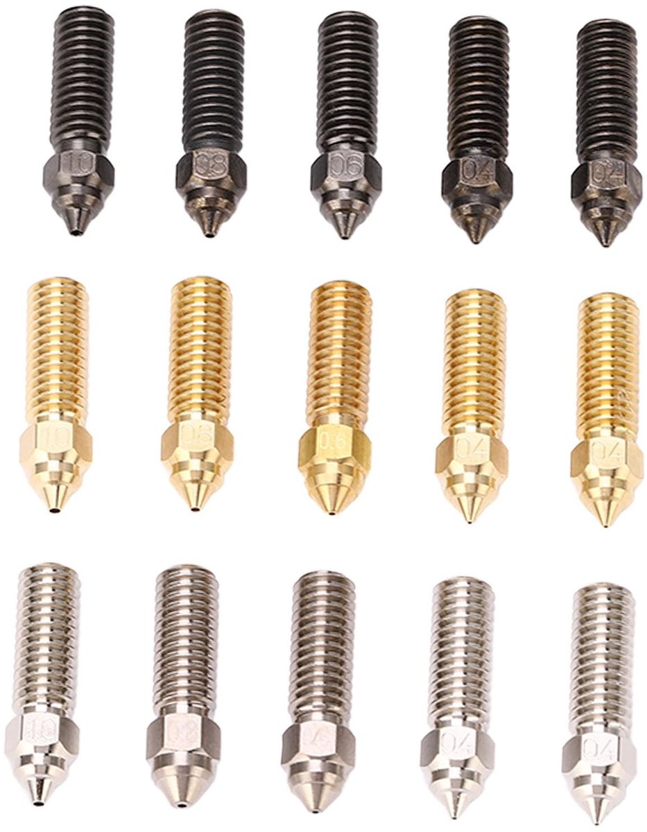 Omgoods - 3D-printermondstuk voor Vyper - 15 Stuks Gehard Stalen Mondstukken voor Filament