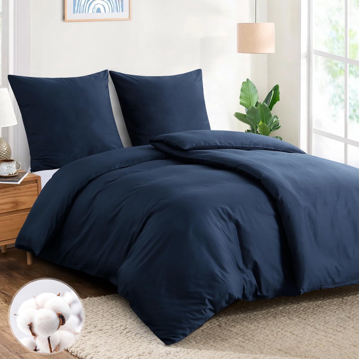Omgoods - 4-delige Katoenen Beddengoedset van 135 x 200 cm in Blauw