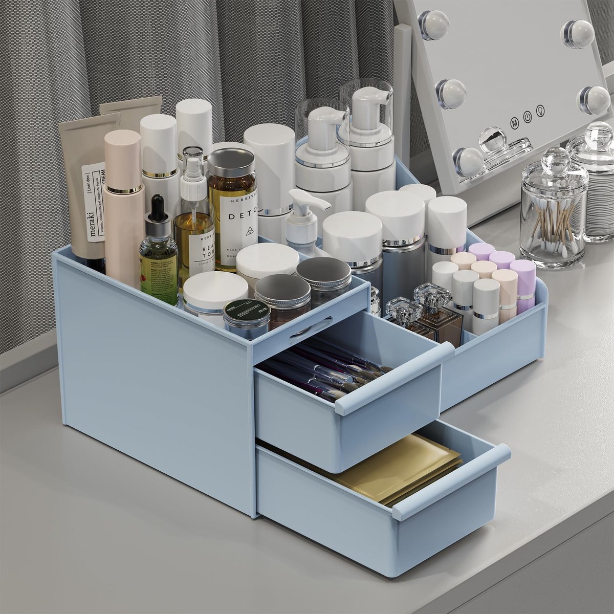 Omgoods - Grote Make-up Organizer - Cosmetica Opslag met 7 Compartimenten en 2 Lades