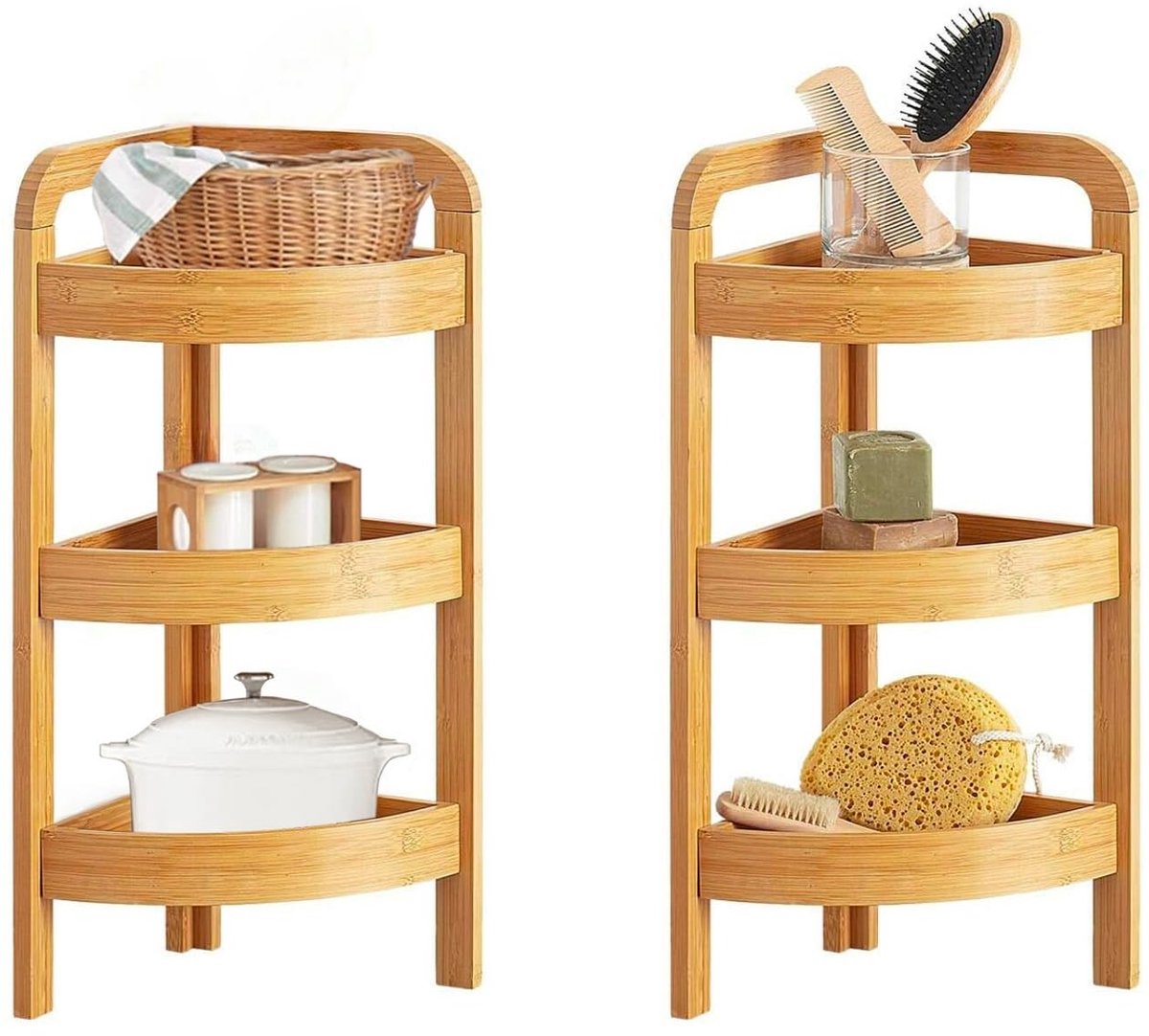Omgoods - Bamboe Hoekplank met 3 Niveaus, 33 x 23 x 61 cm