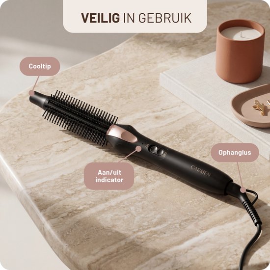 Carmen CTB3085B - Krulborstel - Diameter 19 mm - Dual voltage - Thermal brush - Keramische warmte elementen - Aan/uit indicator - Easy clean