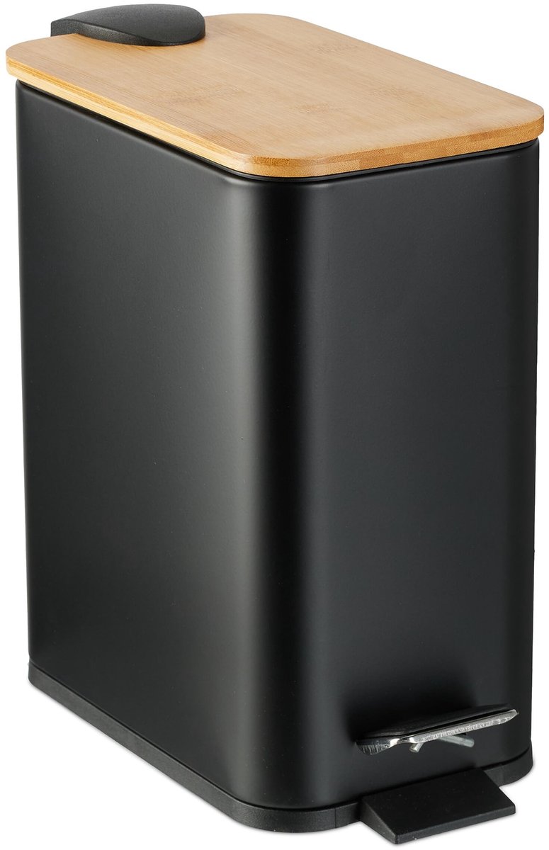 Omgoods - Metalen Pedalafvalbak met Bamboe Deksel, 5L