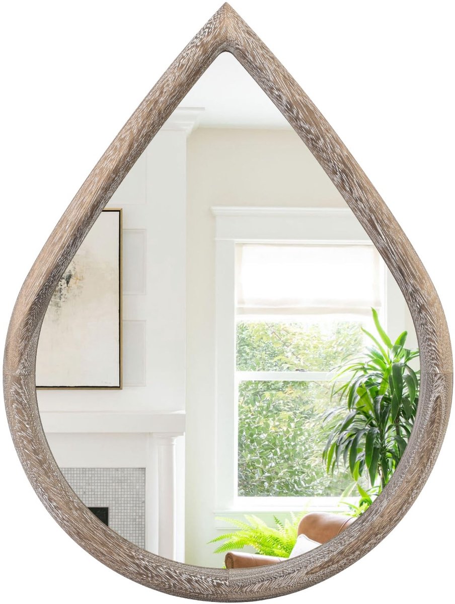 Omgoods - Rustic Wandspiegel met Houten Frame 65x45cm