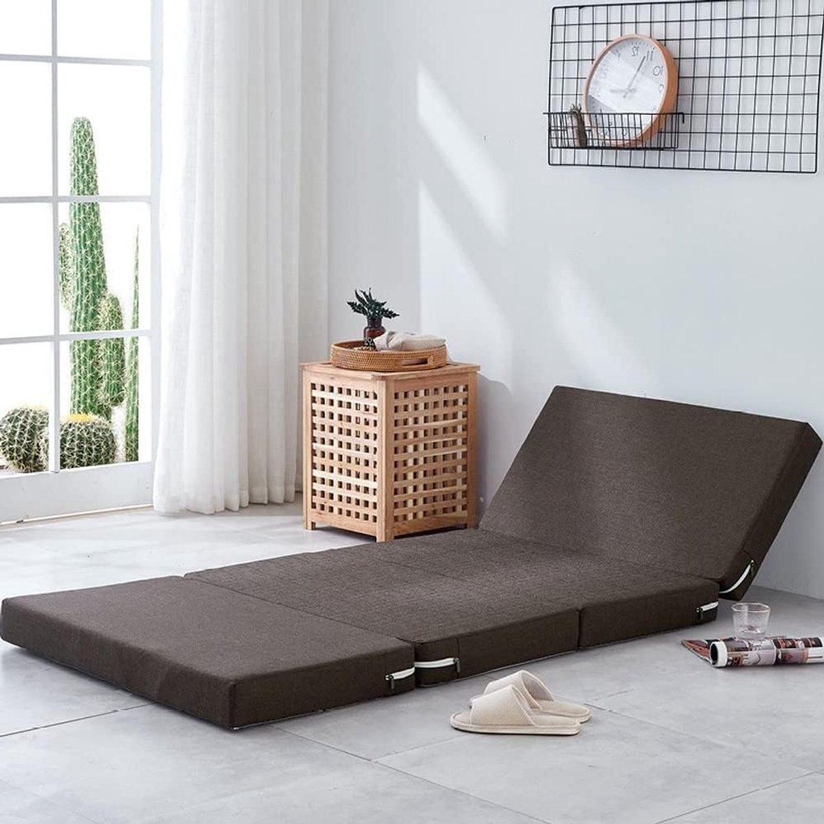 Opvouwbare Matras - Gastenmatras Vloerbed - Logeren en Reizen - Schuim met Hoge Dichtheid - 80x200x8cm - Bruin