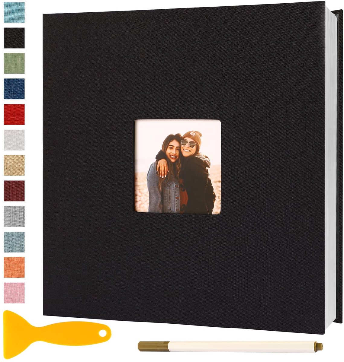 Omgoods - Zelfklevend Fotoalbum 28x27 met 40 Bladen in Zwart voor Bruiloft en Baby