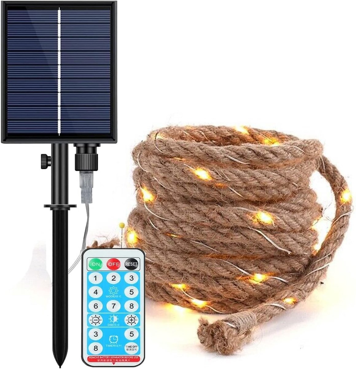 Omgoods - Zonne-energie Hennep Touw LED Verlichting, Waterproof Tuin Decoratie