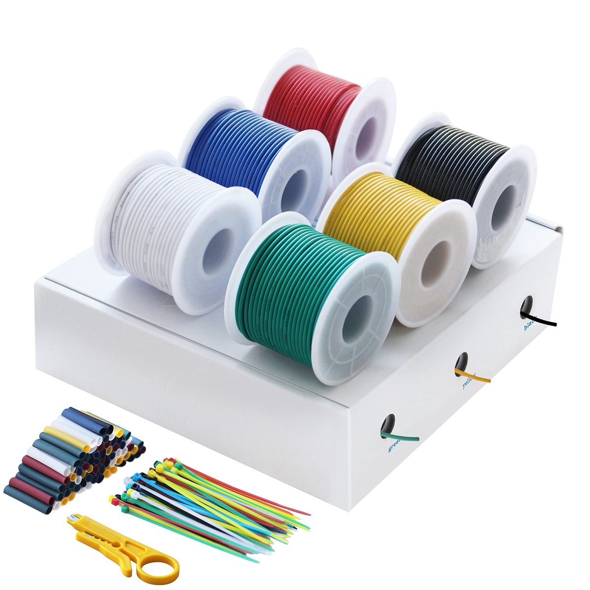 Omgoods - Set van 6 Kleurrijke Silicium Elektrische Kabels 0.75 mm² per Spoel