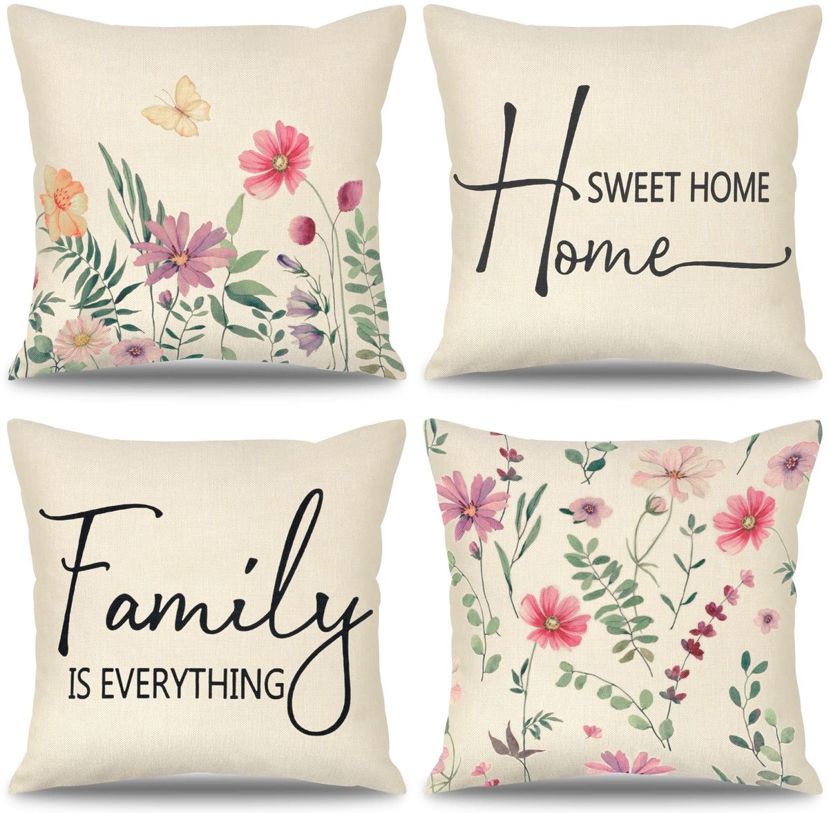 Omgoods - Set van 4 Decoratieve Kussenhoezen 45 x 45 cm