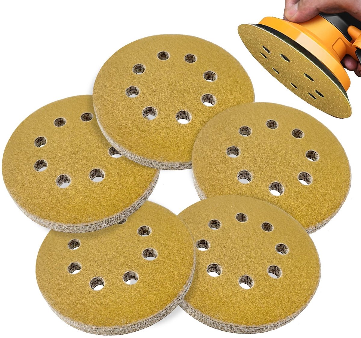 Omgoods - 50 Stuks 125mm Schuurpapier met 8 Gaten voor Orbital Schuurmachine