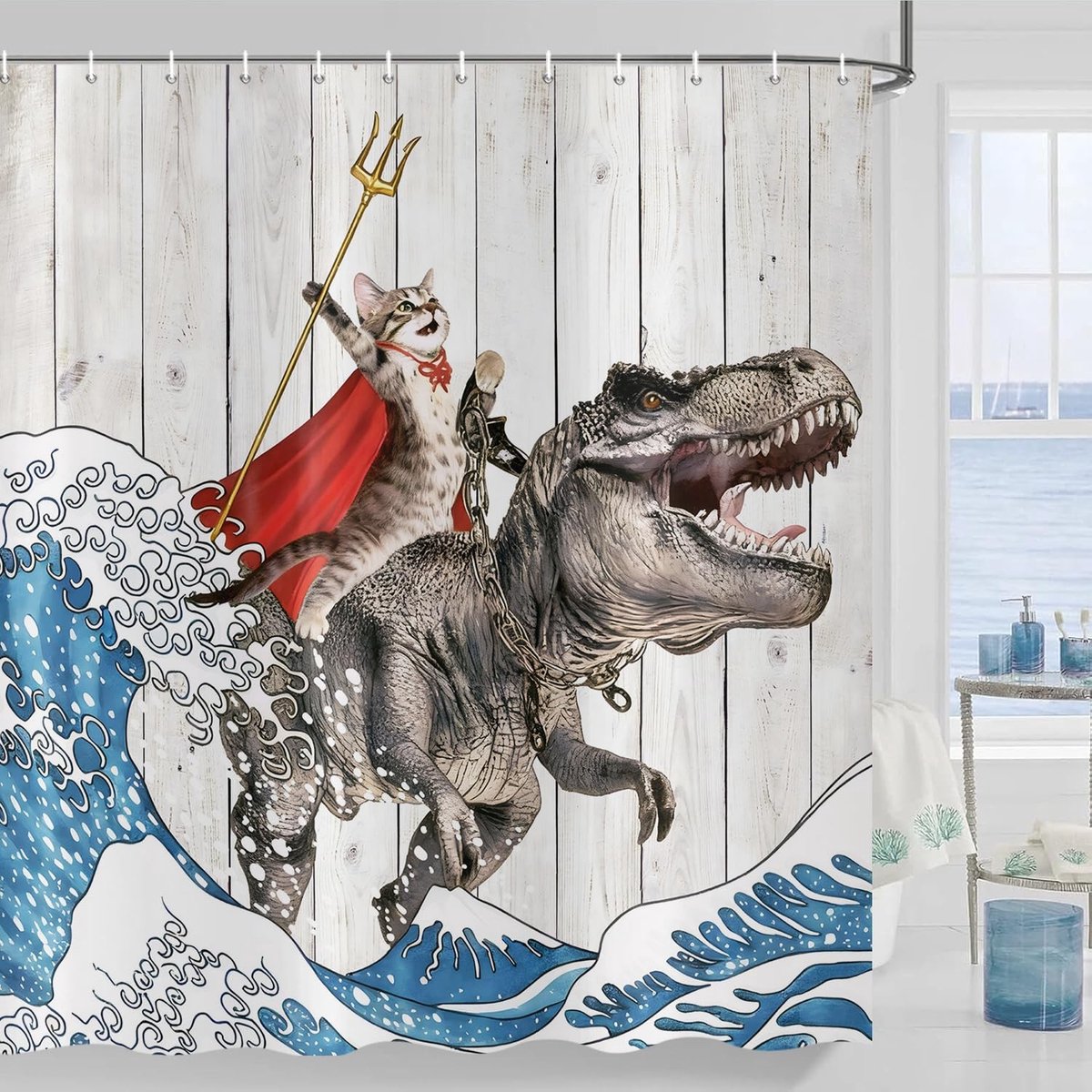 Omgoods - Douchegordijn met Schattige Kat 120 x 180 cm Waterdicht