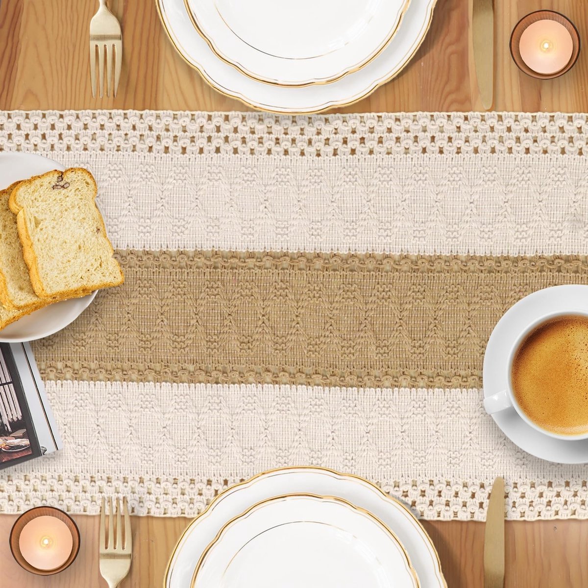 Omgoods - Boho Tafelloper met Kwastjes voor Eettafel Decoratie