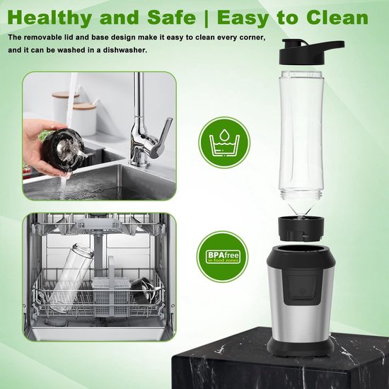 Omgoods - Draagbare Mini Blender met 2 Smoothie Flessen en 500W Motor — afbeelding 4