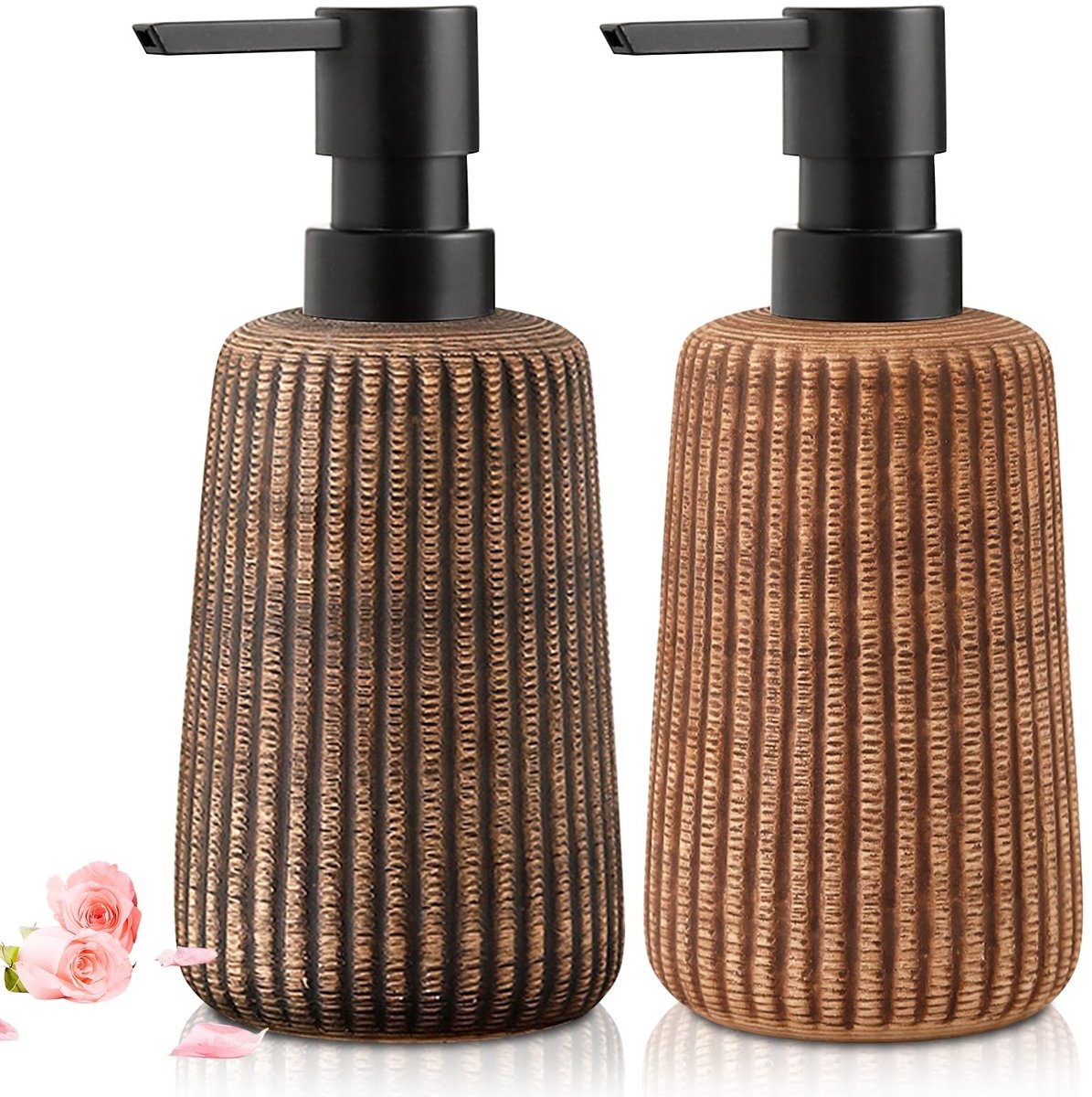Omgoods - Set van 2 Keramische Zeepdispensers met Vintage Strepen