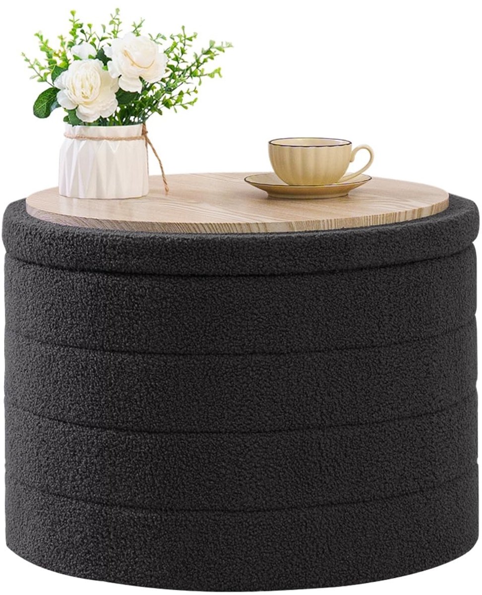 Omgoods - Opvouwbare Opbergpoef met Grijze Bekleding