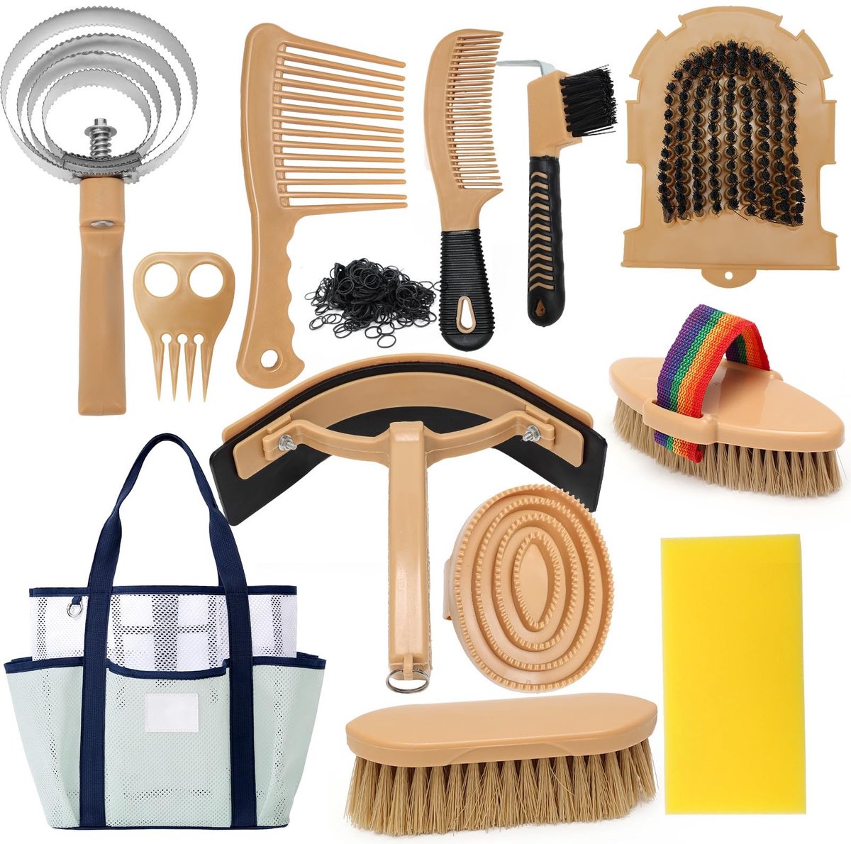 Omgoods - Compleet Paardverzorgingsset met 12 Accessoires en Opbergzak