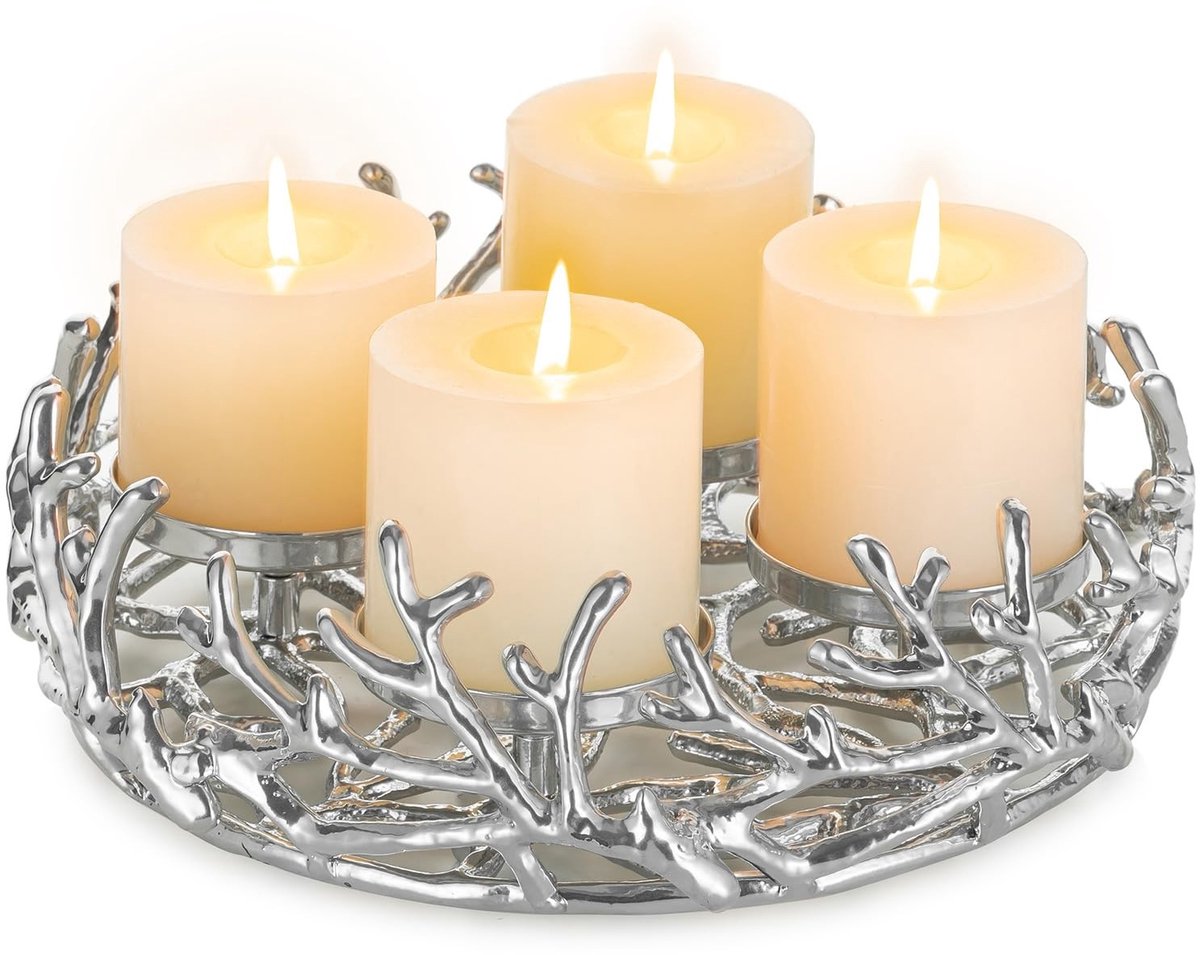 Omgoods - Vintage Adventskrans met Geweien Decoratie van Aluminium