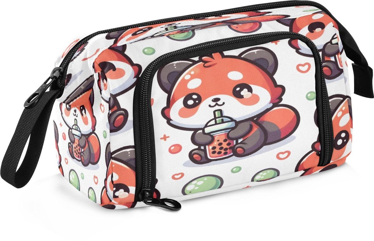 Omgoods - Schattige Rode Panda Pennenzak met Grote Capaciteit