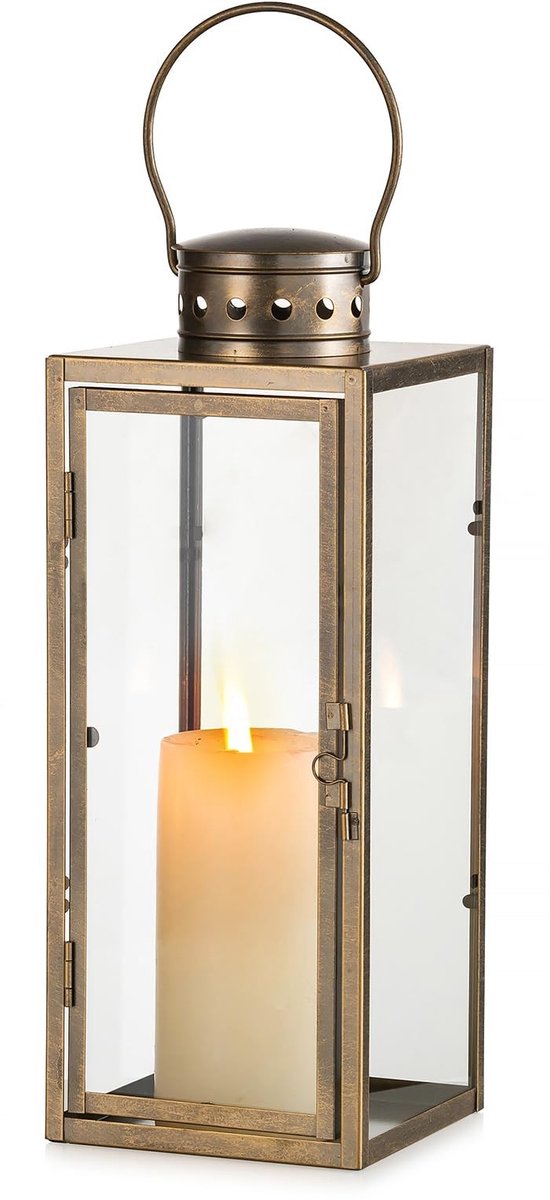 Omgoods - Grote Vintage Lantaarn met Glas, 35 cm