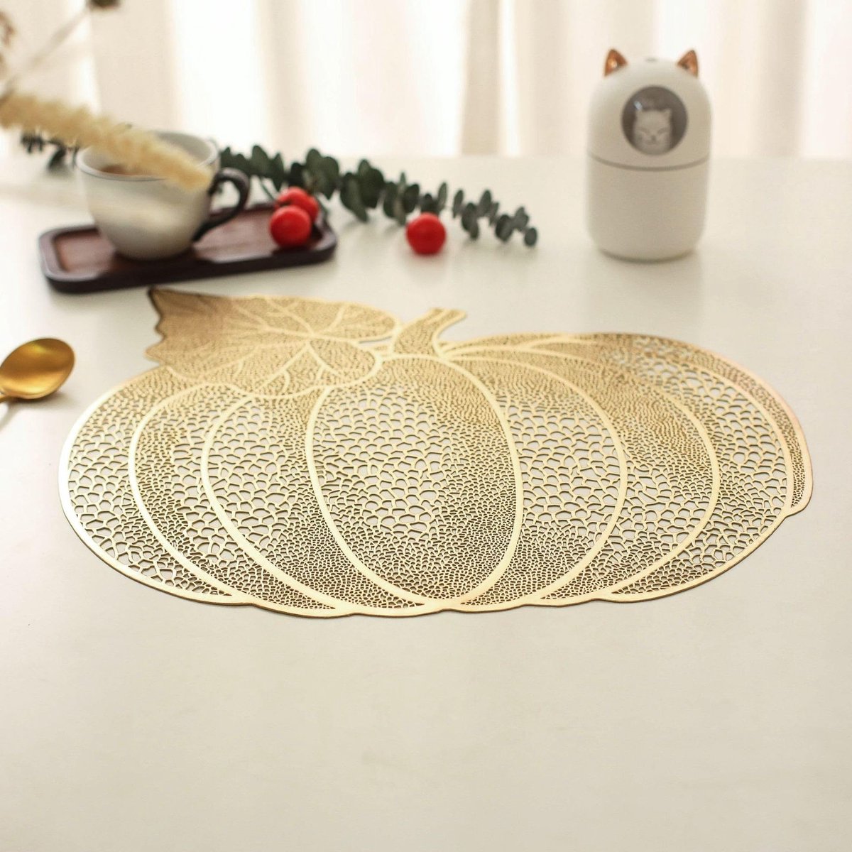 Omgoods- Placemat Pompoen 6 Stuks - Hittebestendig - Antislip - Afwasbaar - PVC - Afmetingen 42 x 42 cm - Tafelmat