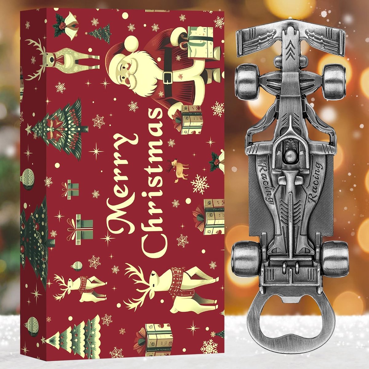 Omgoods - Racing Car Flesopener met Kerstverpakking - Perfect als Cadeau
