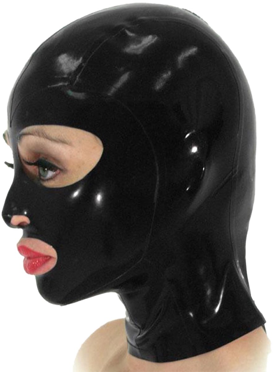 Omgoods - Latex Cosplay Haarmasker met Grote Ogen en Ritssluiting