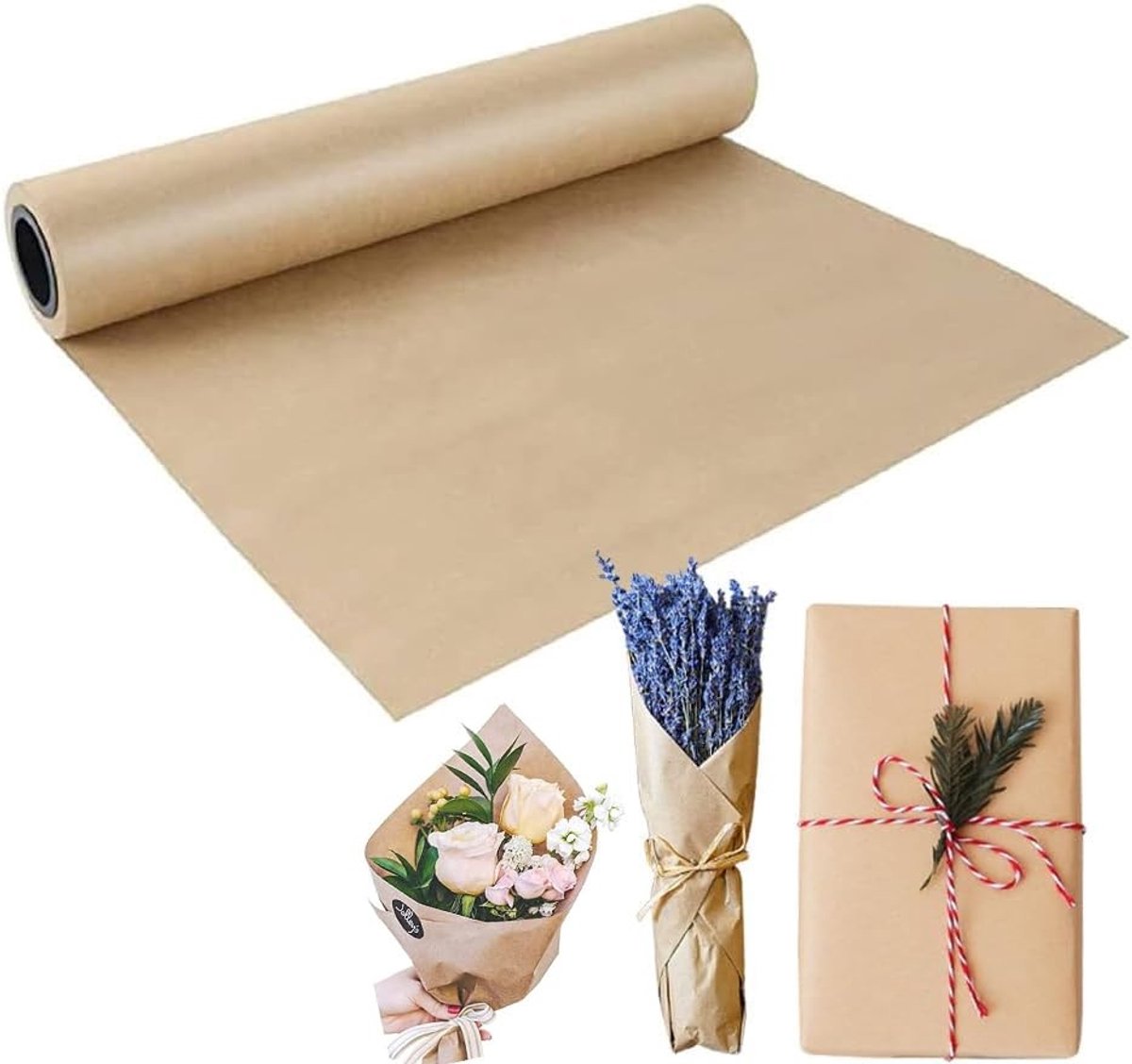 Omgoods - Kraft Inpakpapierrol van 38 cm x 30 m van Gerecycled Materiaal