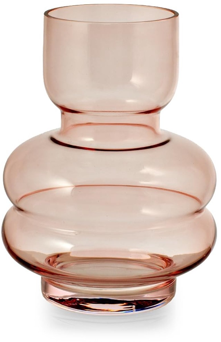 Omgoods - Roze Glas Vaas 21 cm met Unieke Vorm