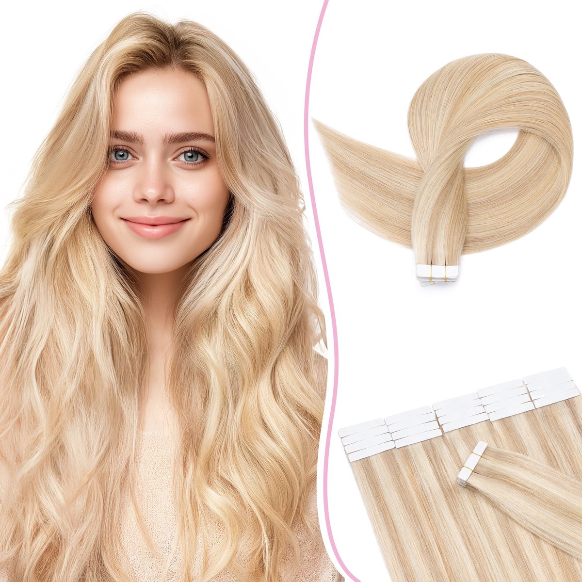 Omgoods - 20 Stuks Tape Echte Haar Extensions - Roodbruin, 30 cm, Onzichtbare Haarverlenging