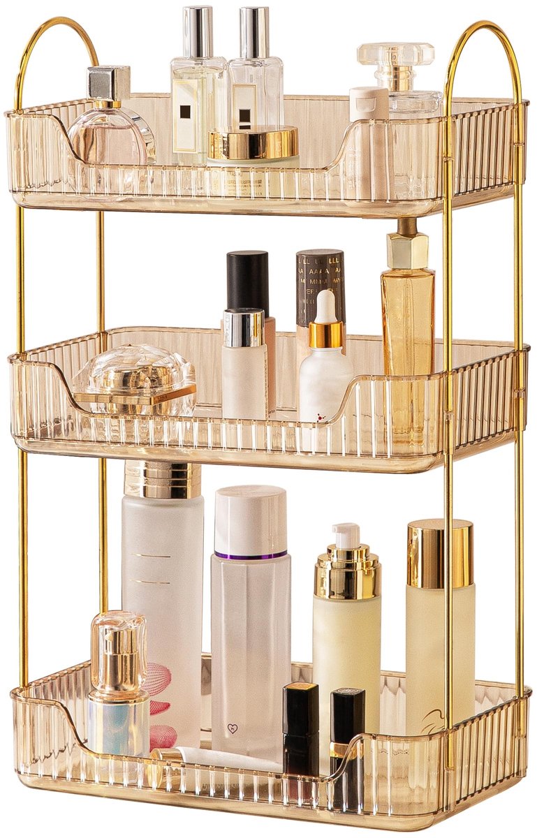 Omgoods - Make-up Organizer, Cosmetica Organizer met 3 Niveaus - Amber